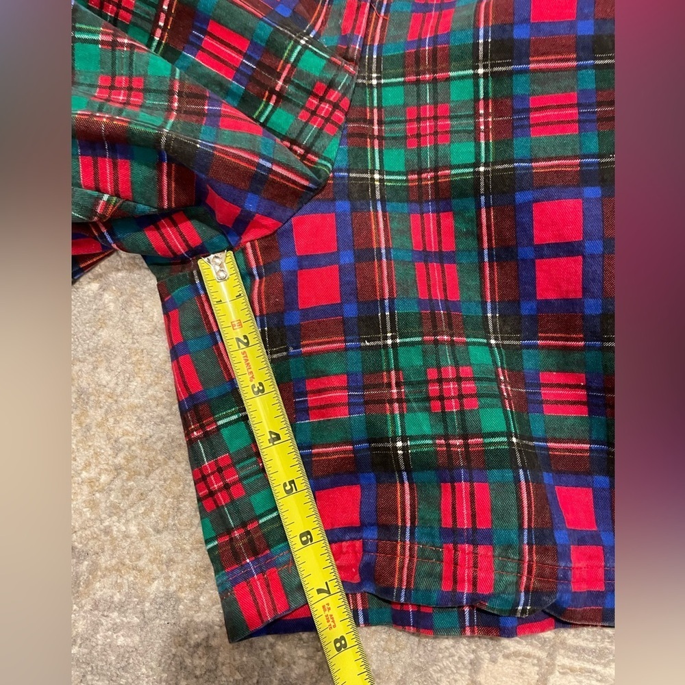 Vintage Crazy Horse Red Plaid High Waisted Elastic Stretch Waist Shorts Size 6 - Picture 8 of 8